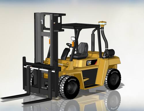 卡特叉车DP70三维建模图纸 SolidWorks设计