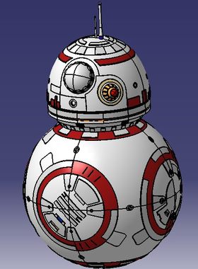星战BB-8机器人造型三维建模图纸 step格式