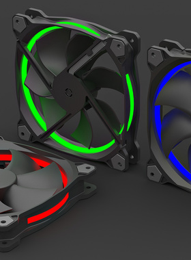 Thermaltake Riing 14厘米LED绿色风扇造型3D图纸 solidworks设计