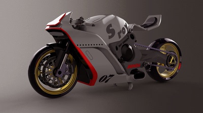 Honda S-roy概念摩托车造型3D图纸 Solidworks设计