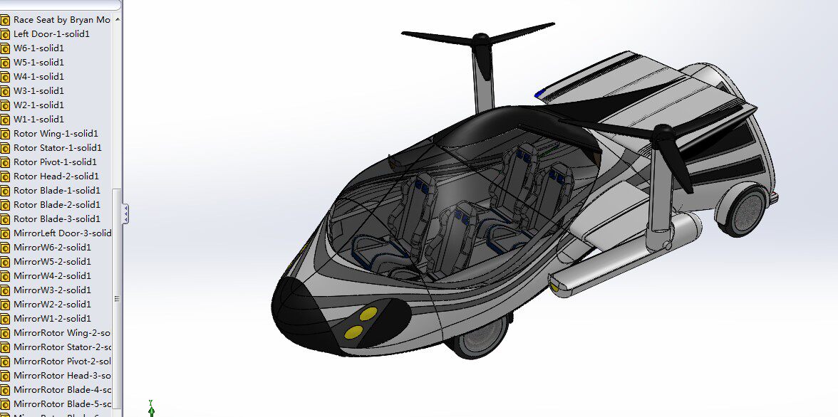 美国tf-x飞行汽车概念设计3d图纸 solidworks设计 igs step格式