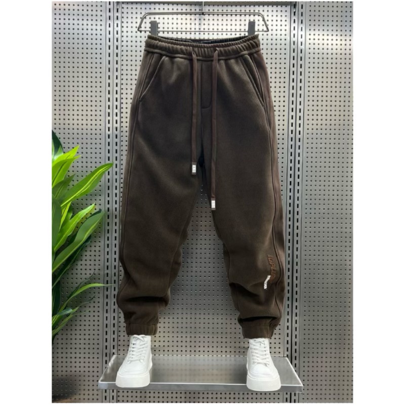 秋冬季新款美式条绒宽松休闲卫裤男士灯芯绒百搭束脚运动裤长裤男