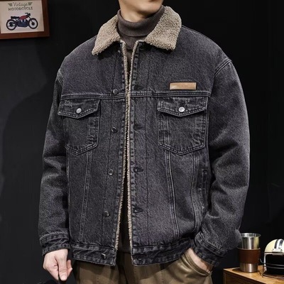 牛仔外套男士秋冬季2025新款加绒加厚棉衣潮牌棉服休闲夹克男装春