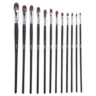 青竹尼龙水粉笔小号酒红色鸭舌型画笔油画笔丙烯颜料水彩色彩画笔套装美术生专用单支长杆尼龙排笔画材刷