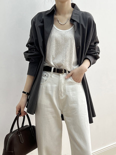 慵懒风宽大版衬衫外套女2024春天BF男友风中长款休闲纯棉衬衣外搭