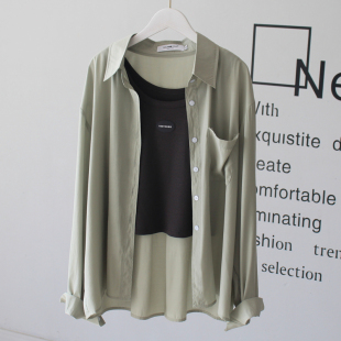 薄款 空调房衬衫 女夏季 防晒衣开衫 休闲遮阳小外套宽松长袖 防晒衬衫