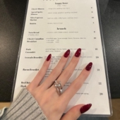 欧美性感辣妹冰透红酒红色牛血色透色纯色手工穿戴美甲可拆卸婚甲