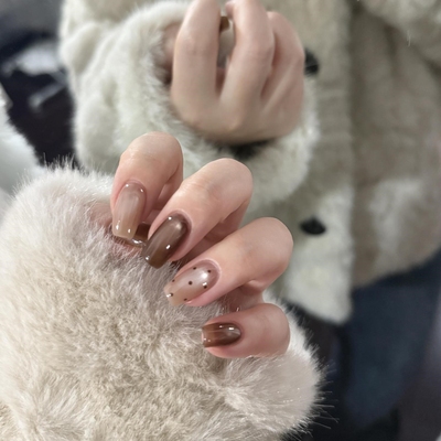 猫眼穿戴甲中长款高级感显白美甲成品穿戴式2025新款手工指甲贴片