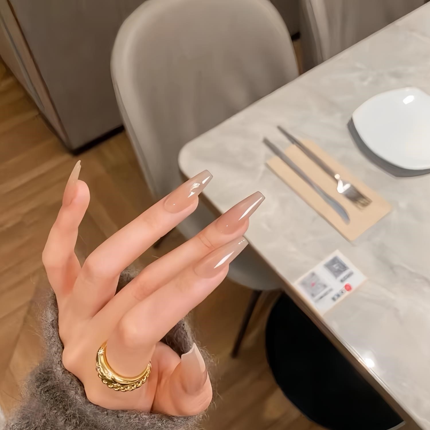 纯手工美甲裸色嬛嬛海莉穿戴甲短款2025新年款高级感高质量中长款