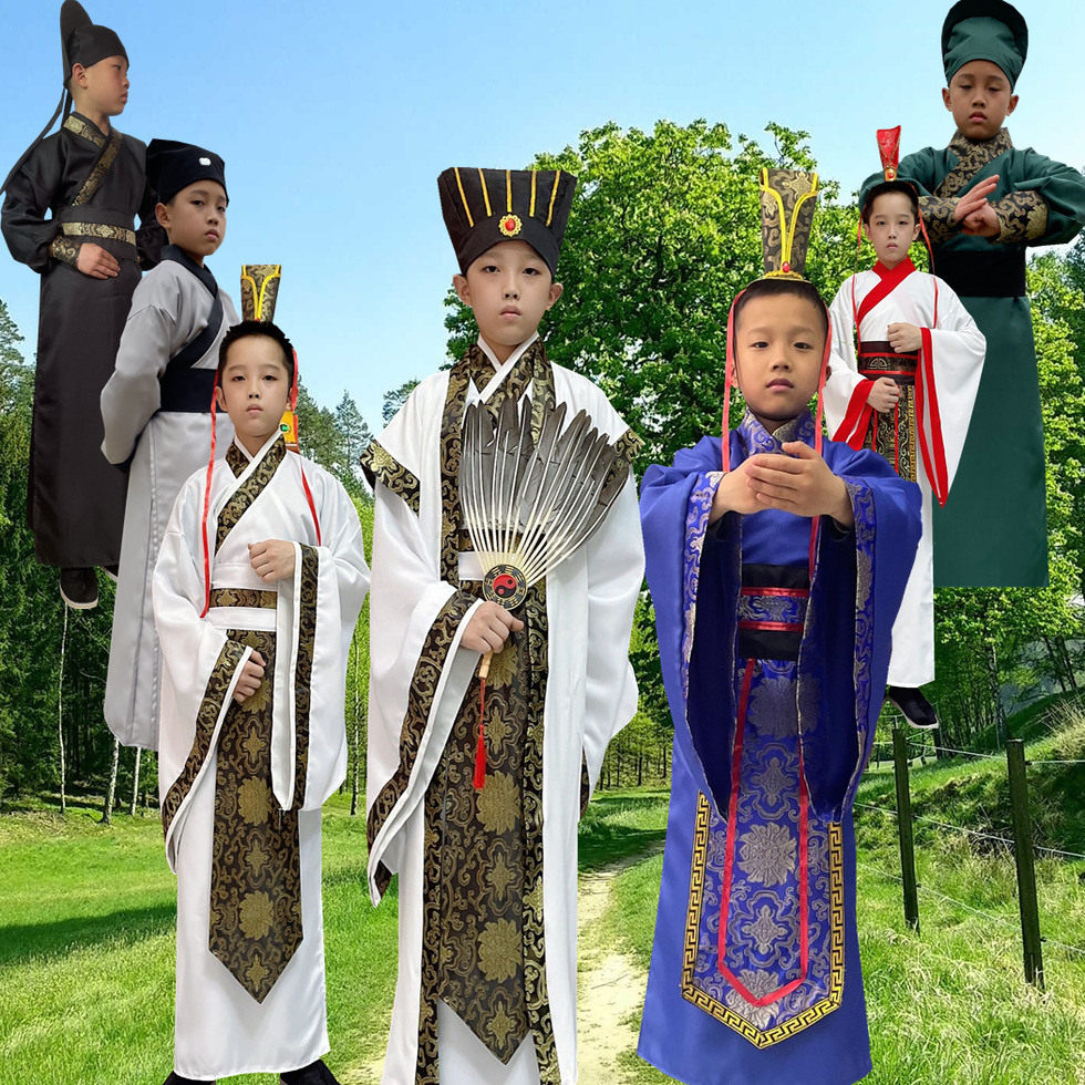 儿童古装三国演义汉服课本剧三顾茅庐刘备诸葛亮关羽张飞演出衣服