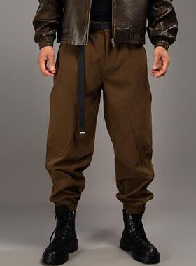 BARBRO新款美式复古休闲裤男士潮牌秋季工装裤加绒束脚裤子宽松