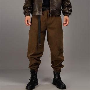 BARBRO新款美式复古休闲裤男士潮牌秋季工装裤加绒束脚裤子宽松
