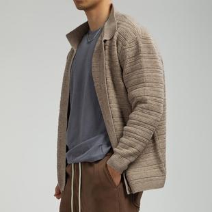 BARBRO杠铃兄弟开衫 痞帅感宽松慵懒感风针织外套百搭 毛衣男款