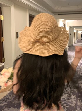 帽子女夏小清新钩针草帽韩版百搭可折叠遮阳帽海边度假沙滩太阳帽