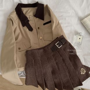 复古学院风格纹百褶半身裙女秋冬季2025新款小个子百搭短裙外穿