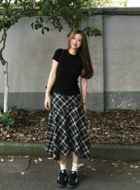 拼接不规则鱼尾显瘦女半身裙