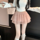 辣妹高腰蕾丝拼接蓬蓬裙半身裙女2025夏季 纯欲风粉色蛋糕短裙 新款