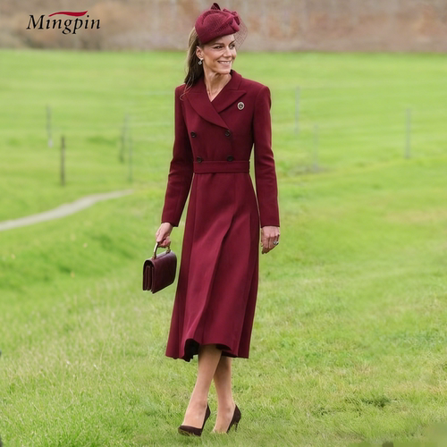 秋冬新款羊绒轻奢双排扣大衣