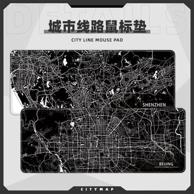 吟虎城市地图黑白鼠标垫