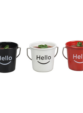 黑色红色手提桶酱调料杯西餐沙拉小碗酱料黑椒芥末番茄酱汁60ML