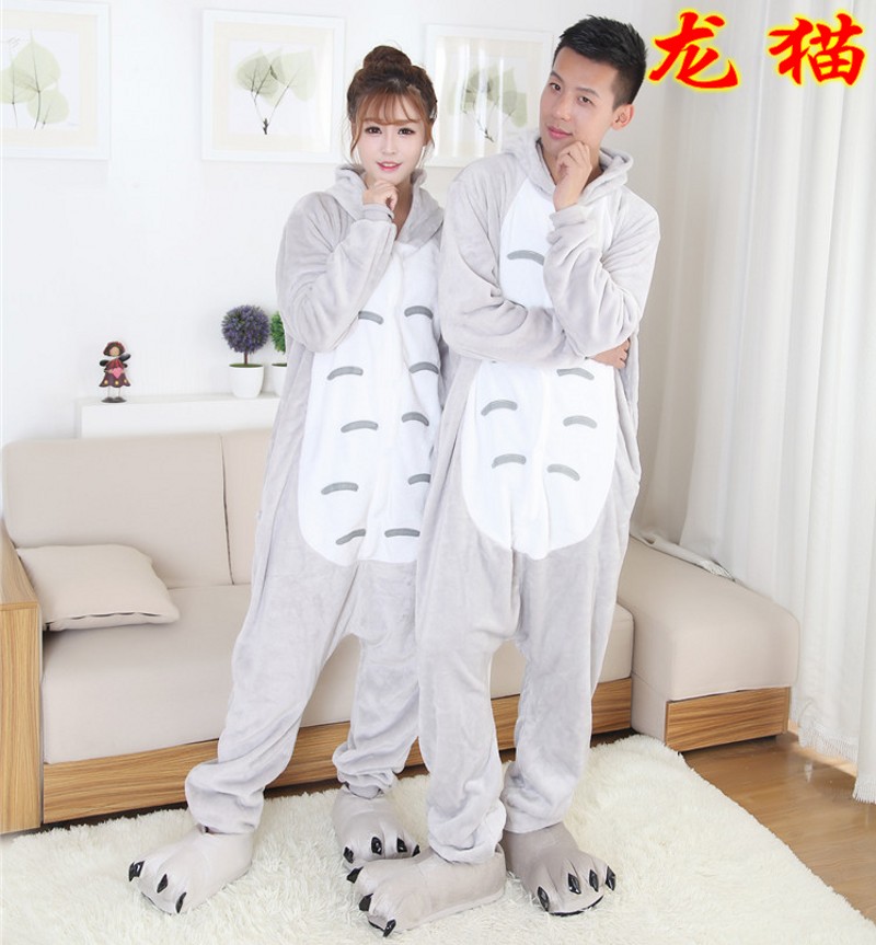 Phim hoạt hình khủng long đồ ngủ một mảnh nữ mùa thu động vật mùa đông Pikachu cặp đôi dễ thương san hô nhung người lớn nam flannel đồ bộ thun lạnh
