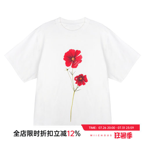 MIICHOUS红花冰皮圆领短袖T恤