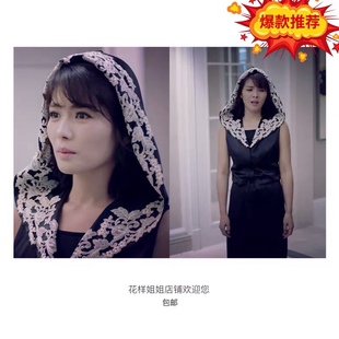 2022新款欢乐颂刘涛安迪明星同款黑色睡衣女夏性感绣花连帽家居服