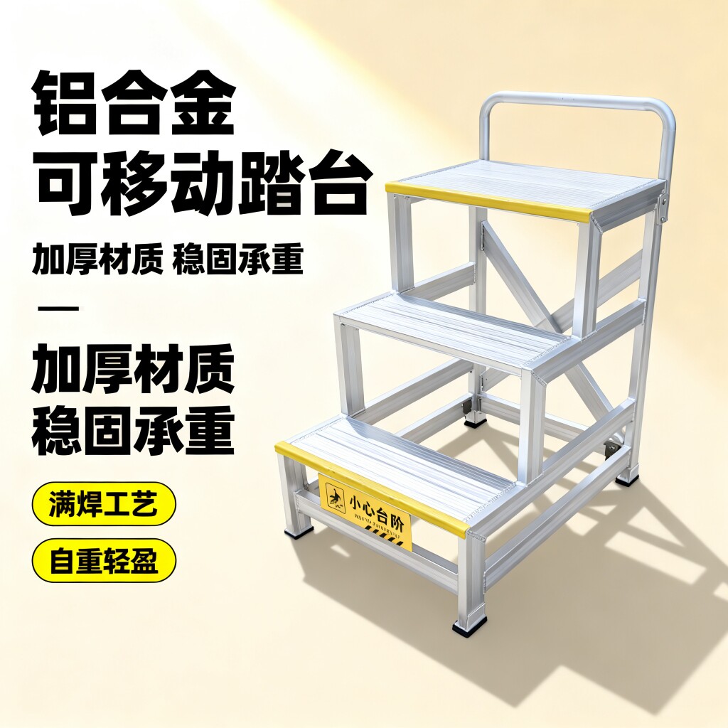 铝镁合金焊接式踏台可移动工业踏步梯加厚登高梯子梯欧布专利产品
