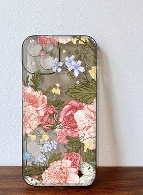 手绘花朵适用iPhone17手机壳16plus小米15pro苹果xmax高级vivox90华为p80红米note14一加13防摔opporeno6荣耀