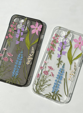 漂亮小花iPhone13/14/15promax苹果16e华为nova13p70小米15vivos19x200适用OPPOrealme11手机壳红米k80iQOO12