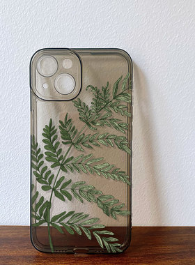 简约减压树叶适用iPhone15苹果17Promax防摔16Pro华为P40软mate60vivox200荣耀90OPPOReno12小米14手机壳1+11