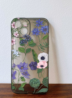 艺术线描花朵适用iPhone16Promax苹果17防摔15Pro华为P30软nova14vivox200荣耀90OPPOReno12小米13手机壳红米