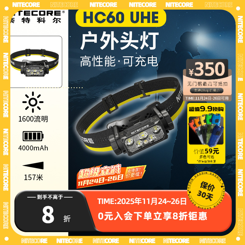 奈特科尔hc60UHE头灯户外可充电