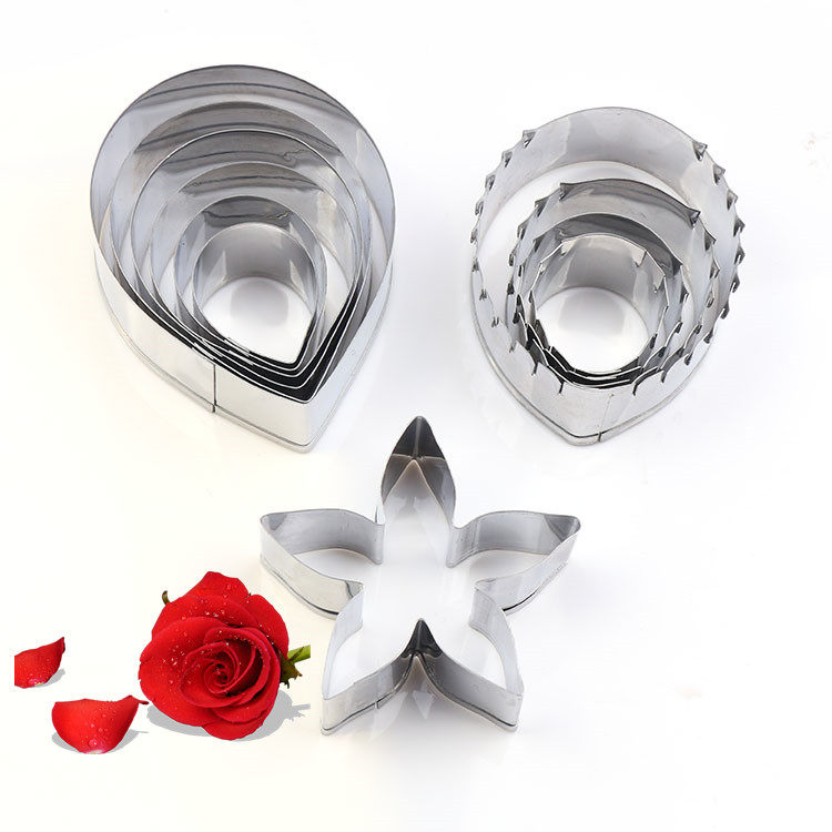 树脂粘土翻糖糖花模具 玫瑰花花瓣叶子花萼套装 粘土切模工具套装