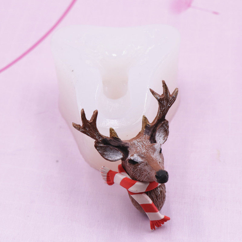 【墨叔家】麋鹿头 超轻粘土滴胶翻糖圣诞 硅胶模具 材料包