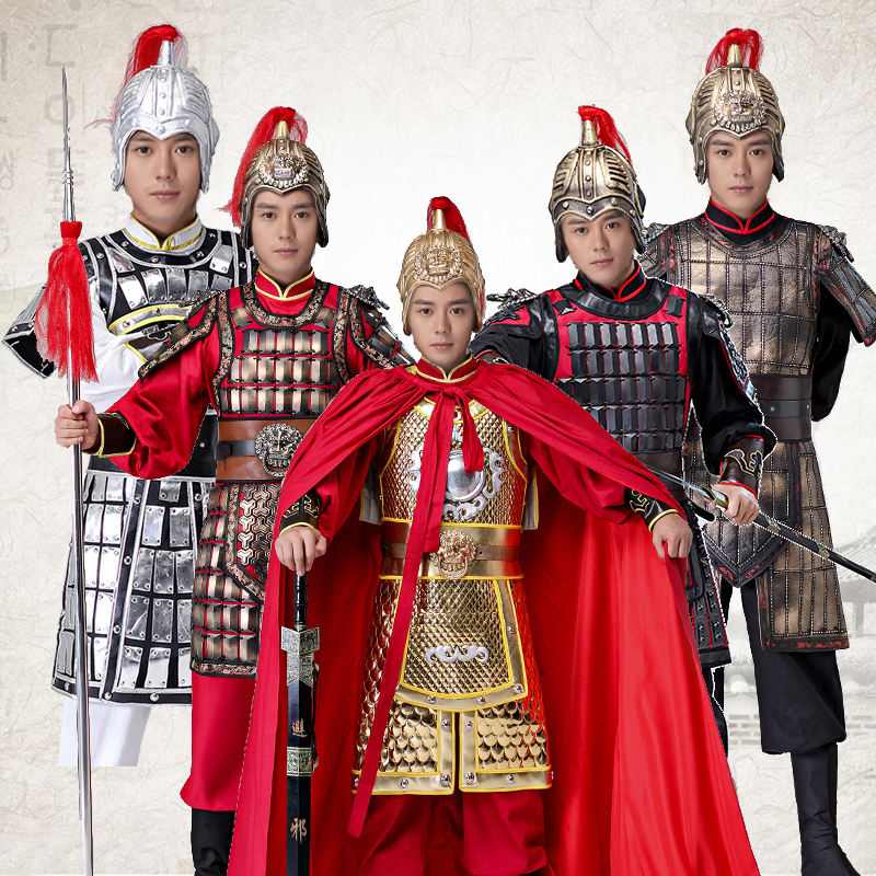 古装盔甲男古代将军士兵小兵武将戏服岳飞戚继光演出服装铠甲披风
