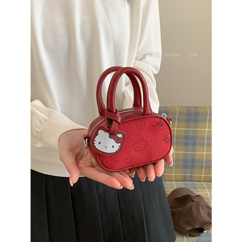 韩系小众酒红色迷你包包女式2025新款秋冬单肩斜挎包手提保龄球包,箱包皮具/热销女包/男包,通用款女包,淘宝优惠券,粉丝福利购,淘宝优惠卷