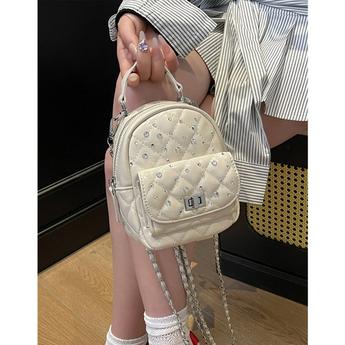 菱格高级感精致小包包女2025新款夏季斜挎包小香风千金链条双肩包