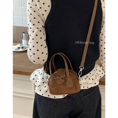 复古波士顿迷你小包包女式2025新款秋冬单肩手提包韩系棕色斜挎包