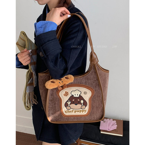 韩系学院风复古托特包包女式2025新款秋冬单肩腋下包大容量通勤包