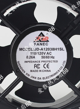 JD-A 12038H2/H1SL BL 220V/110V全新原装FANEC机柜散热风扇12038
