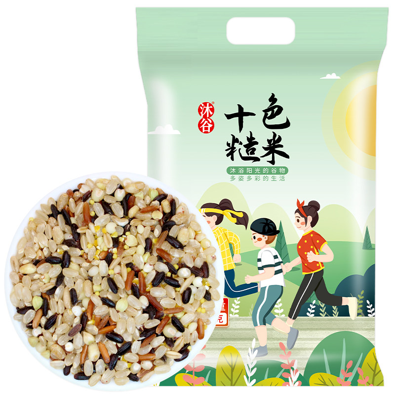 沐谷十色糙米5斤健身杂粮饭新米粗粮主食非三五色糙米八宝粥七色怎么看?