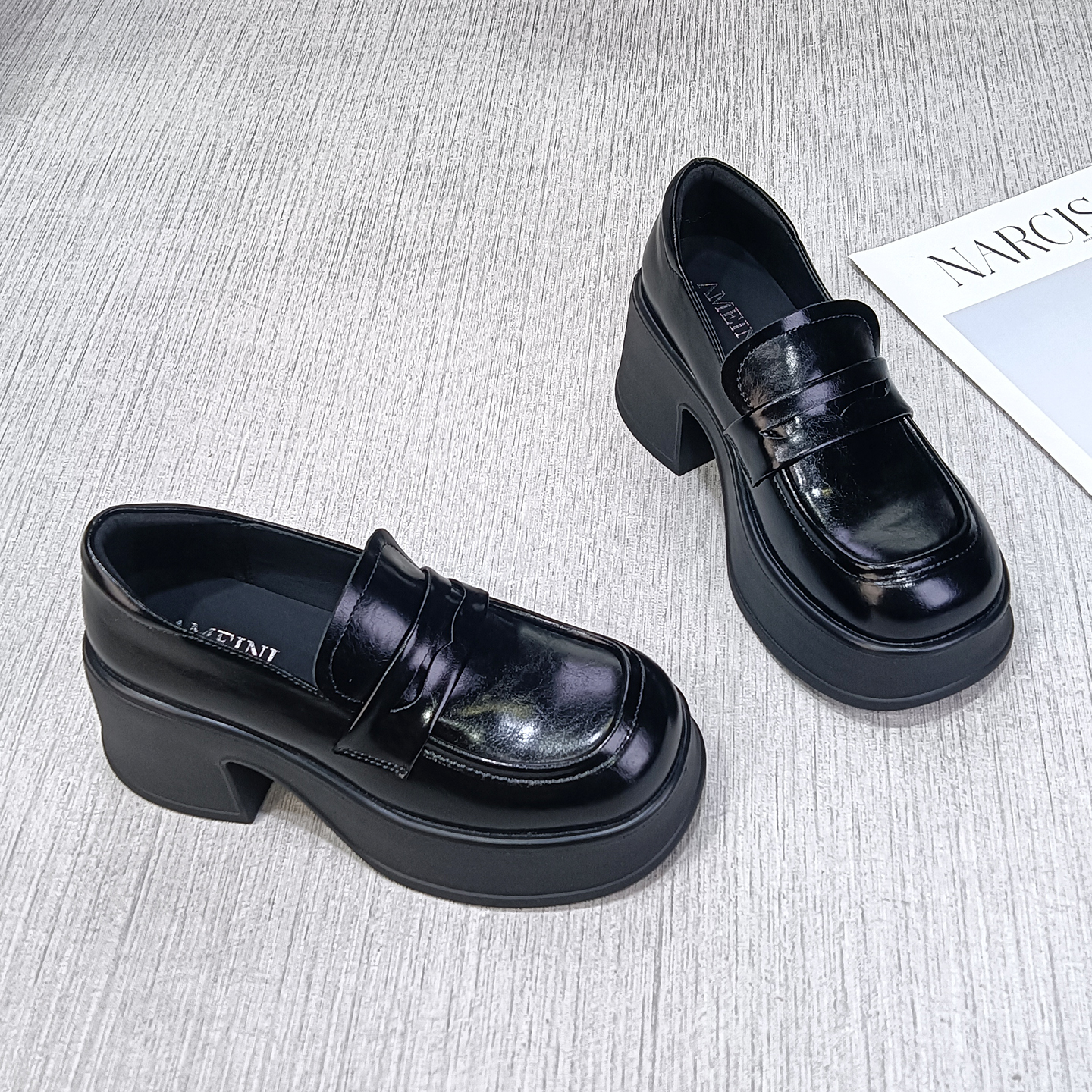 阿美妮厚底乐福鞋女不累脚小皮鞋