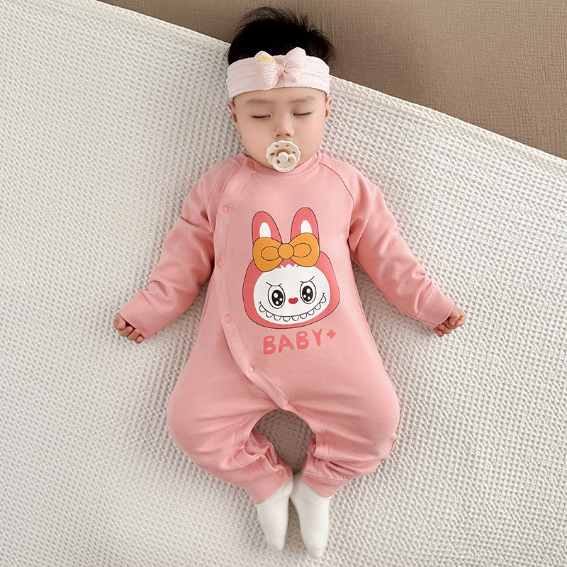 爱吉婴否单排扣连体衣德绒秋冬