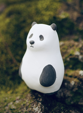 适野手作 |中国风小熊猫摆件生日礼物治愈装饰卡通白化妆桌面摆件