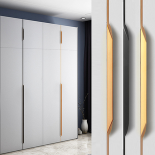 隐形拉手衣柜现代简约抽屉橱柜柜门把手拇指金色免开槽通体轻奢