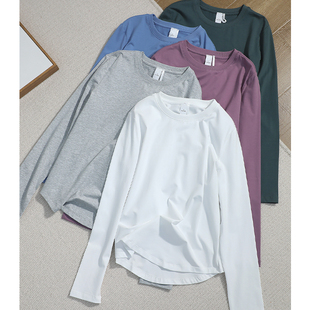 无标lu 零压感运动瑜伽正肩袖 love长袖 女 T恤 打底衫 客供棉弹面料