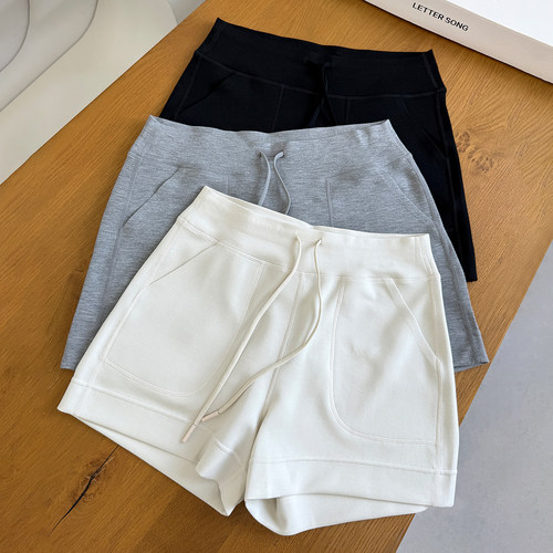 简约风Row高腰抽绳休闲短裤女