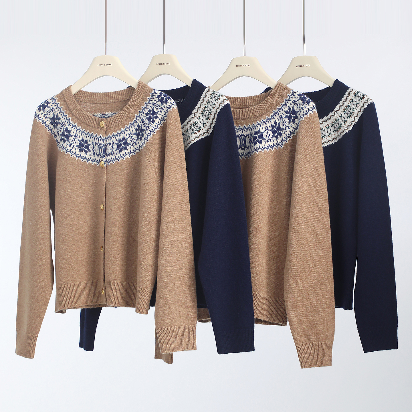 CE复古费尔岛针织开衫/圆领毛衣