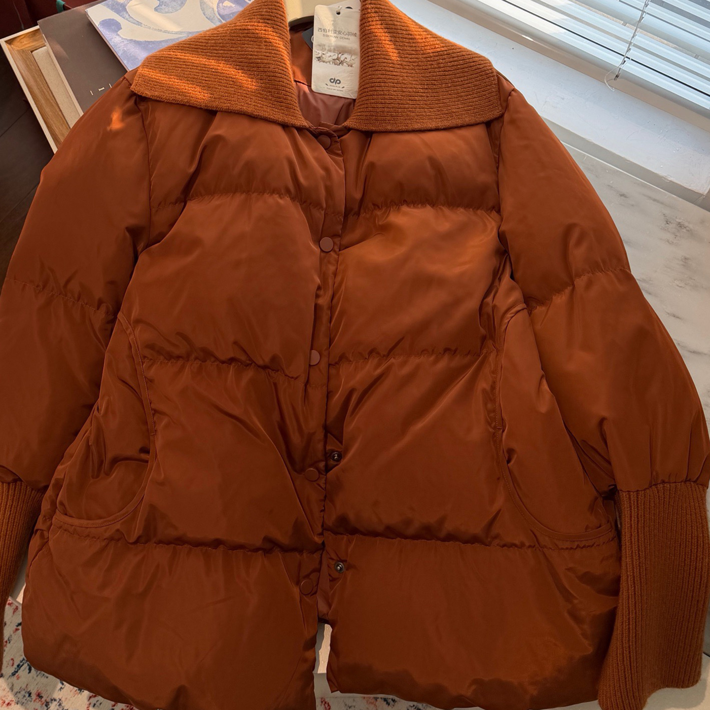 M@x高端线针织翻领泡芙羽绒服女